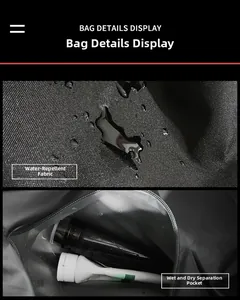 Détails du tissu Oxford imperméable et du compartiment interne de séparation sec et humide