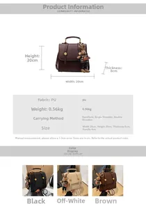 Detailed view of women's PU leather backpack with dimensions and multi-way carrying options