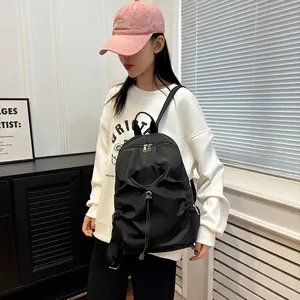 Fashion Backpack Black Oxford Cloth Waterproof Large Capacity Minimalist Commuter Travel For Women Students Schoolbag