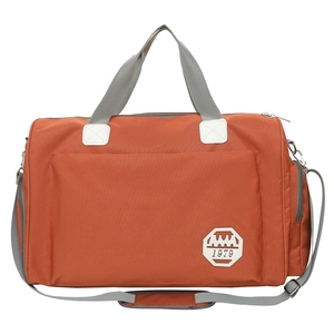 Sac de voyage orange en tissu Oxford à grande capacité avec bandoulière grise réglable