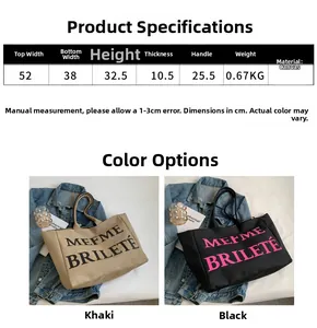 Spécifications détaillées de taille pour le grand sac fourre-tout en toile robuste