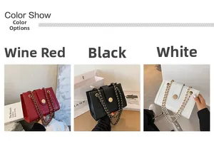 Three elegant crocodile pattern chain bags in burgundy, black and white displayed in a row