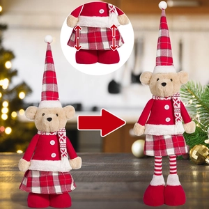 Ours de Noël de 20 pouces avec jambes télescopiques pour décoration de table festive