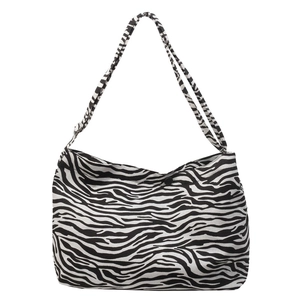 Sac à bandoulière minimaliste en toile avec imprimé zèbre noir et blanc et bouton pression