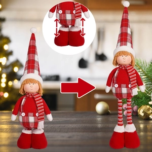 Adorable 20-inch Christmas boy doll with adjustable telescopic legs for festive decor