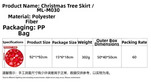 Detailed technical specifications and sizing for red polyester Valentine's heart tree skirt