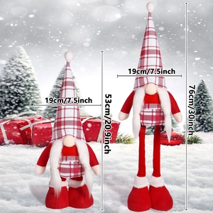 Cute 20-inch Christmas gnomes in red and white plaid with plush hats and long beards
