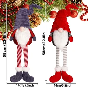 58cm Christmas gnome plush dolls with striped long legs and seasonal decor accessories
