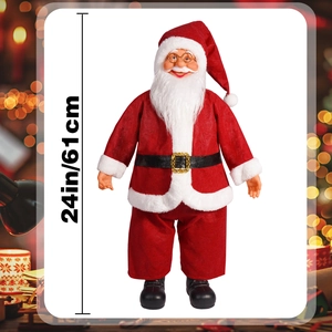 Detail view of a 24-inch standing Santa Claus figurine with scale dimensions for decor