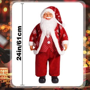 Detail of 24-inch Santa Claus figurine with snowflake suit and white fluffy beard
