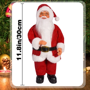 Classic 12-inch Santa Claus figurine featuring a plush suit and festive gold spectacles