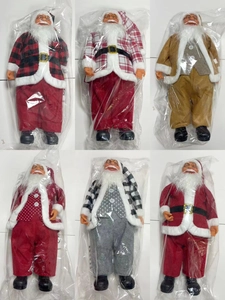 Detailed set of six realistic 24-inch standing Santa Claus dolls in various festive outfits