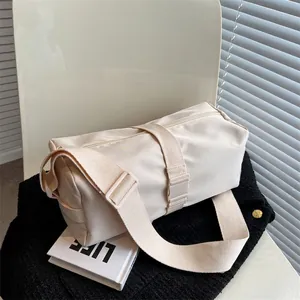 Nylon Messenger Bag For Women Large Capacity Waterproof Shoulder Bag With Adjustable Wide Strap Trendy Minimalist Style