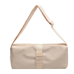 Versatile off-white nylon crossbody bag with large capacity and adjustable wide strap