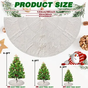 Größentabelle für gestrickte Christbaumdecken in 48, 36 und 24 Zoll Durchmesser