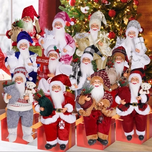 Detailed collection of twelve assorted 12-inch Santa Claus dolls for Christmas decor