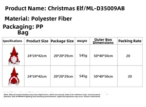 Spécifications détaillées de taille pour un gnome de Noël renne assis avec dimensions