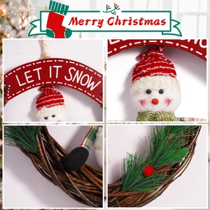 Weihnachtlicher Schneemann-Rebenkranz mit Let It Snow Schild und Beeren-Dekor