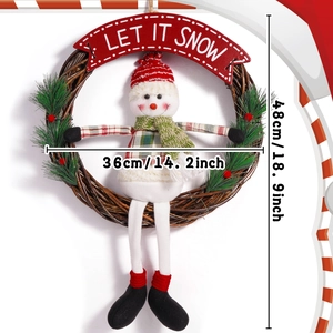 Weihnachtskranz mit Schneemann-Puppe, Let It Snow Banner und Beeren 36cm x 48cm Größe
