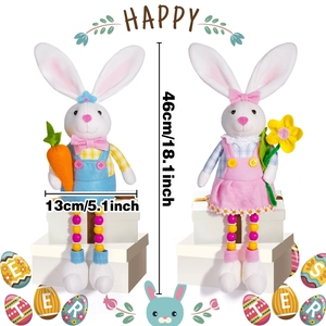 Figurines de lapin de Pâques avec pattes en perles et accessoires festifs sur boîte cadeau