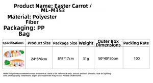Detailed view of plush Easter carrot decoration ML-M353 made of soft polyester fiber