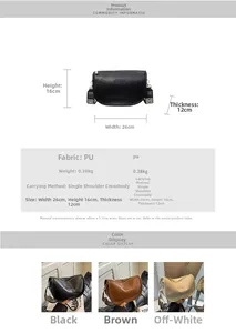 Tableau des tailles détaillé pour grand sac bandoulière en similicuir et sangle