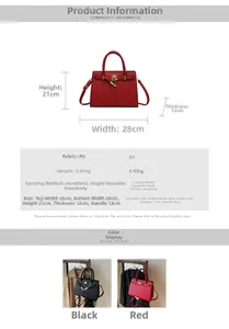 Detailed size specifications and dimensions for the elegant bridal red handbag