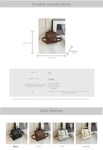 Detailed view showing vintage PU leather backpack dimensions and four color options
