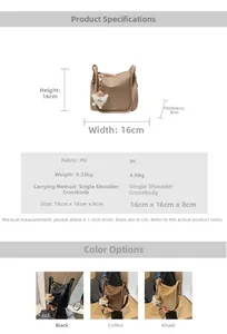 Detailed size specifications for retro PU leather bucket bag with dimensions and color options