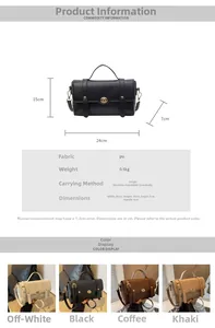 Tableau des tailles et spécifications du sac bandoulière en similicuir avec dimensions