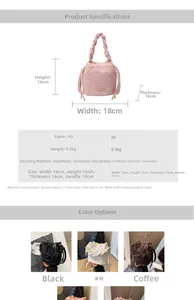 Details zur rosa gesteppten Beuteltasche mit Maßen 18x16x14cm und gewebtem Tragegriff