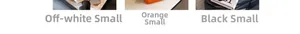 Detailed comparison of canvas tote bags in rice white, orange, and black in small size