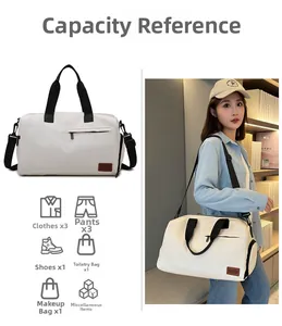 Large white oxford travel bag with interior capacity view for clothes and essentials