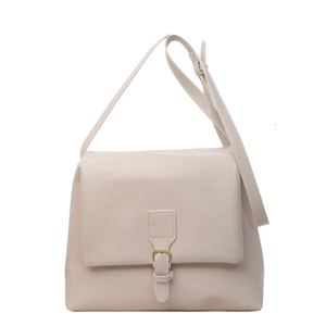 Chic cream faux leather tote bag with flap closure and adjustable shoulder strap for women