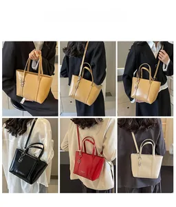 Collage of chic large capacity crossbody tote bags in four colors for daily commute