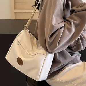 Women Large Capacity Nylon Crossbody Bag Waterproof Shoulder Tote With Adjustable Strap And Front Zipper Pocket Casual