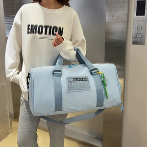 Light blue Oxford cloth travel bag with large capacity and adjustable shoulder strap