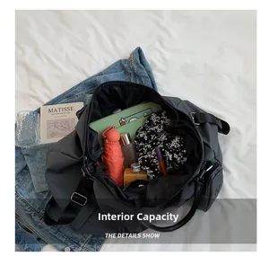Detailed overhead view showing interior storage space and compartments of the large duffel bag