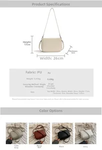 Tableau des tailles détaillé et schéma des dimensions pour le sac en cuir PU souple