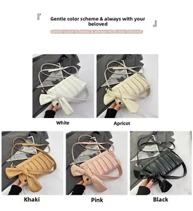 Borse a tracolla chic da donna con texture plissettata e grandi fiocchi laterali in cinque colori