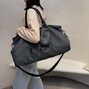 Large capacity waterproof dark grey travel duffel bag with detachable small pouch and shoulder strap