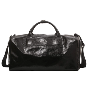 Large capacity black glossy travel bag with dry-wet separation for gym and sports