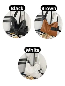 Detailed comparison of large tote bags in black, brown, and white faux leather finishes