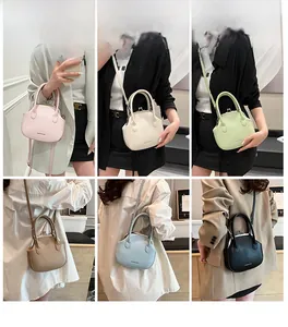 Collage of chic women's mini doctor bags in multiple colors with top handles and straps