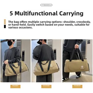 Three-way carry large travel bag showing shoulder, crossbody, and handbag styles