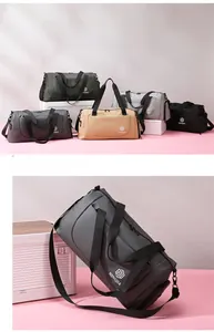 Detailed side view of a large capacity travel bag with durable straps and functional pockets