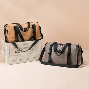 Waterproof Oxford fabric travel duffel bag for fitness and sport in khaki and grey