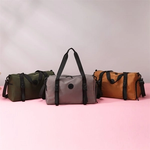 Waterproof oxford fabric travel duffel bags in green grey and tan for gym and sports