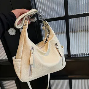 Sac Fourre-Tout Femme Vintage Cuir PU Effet Froissé Grande Capacité Plusieurs Poches Sac Bandoulière Pour Mode Bureau