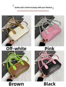 Detailed grid view of four fashion box crossbody bags with leather finish and top handles